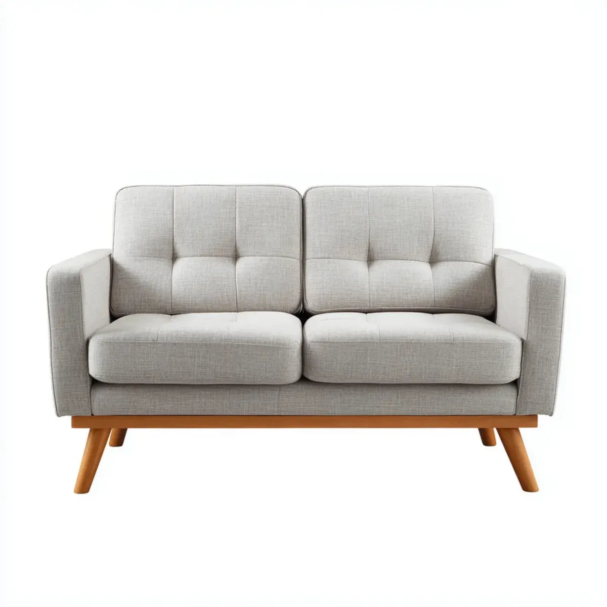 Sofa 2 umieszcza jasnoszary 150 x 80 x 85 cm w poliestrze z prostokątnymi nogami z litego drewna