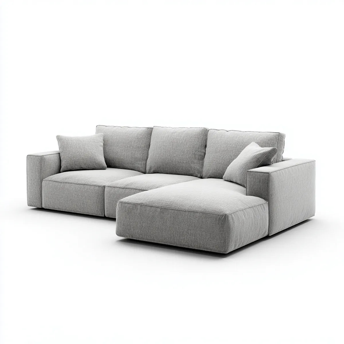 Sofa, Kanapa narożna 3 jasnoszare miejsca z prawym półwyspem 280 x 170 x 85 cm w kształcie poliestru L