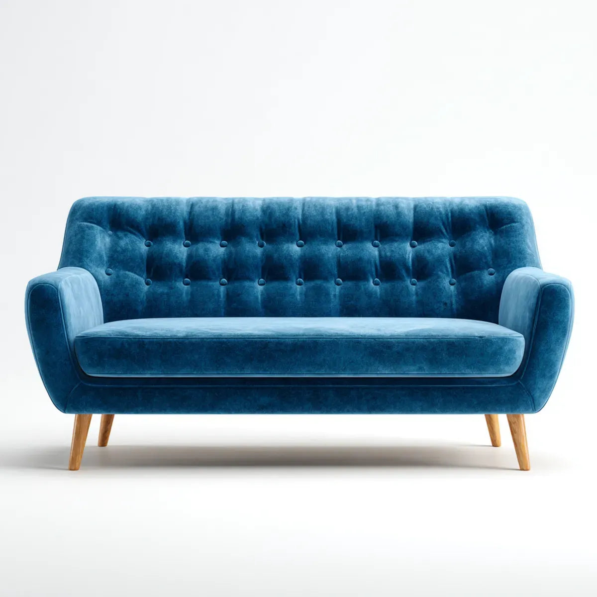 Sofa 2 miejsca niebieski poliester aksamitny olej z nogami w litym drewnie prostokątna kształt 160 x 80 x 85 cm