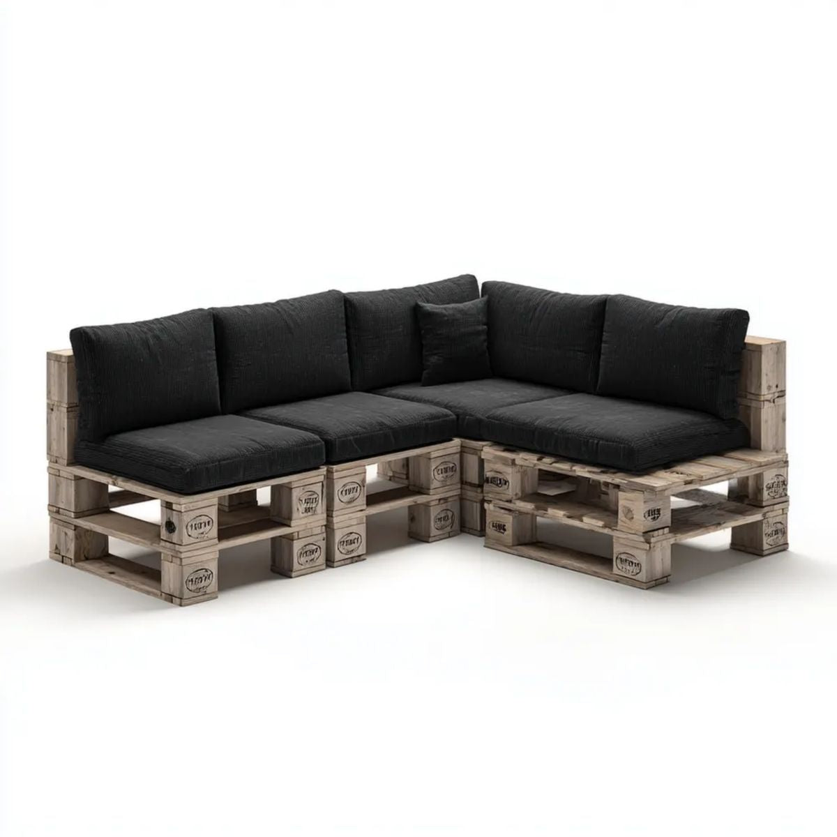 Sofa ogrodowa, Meble ogrodowe w 5 miejscach w Belilide Drewno i tkaniny czarne, 210 x 210 x 80 cm