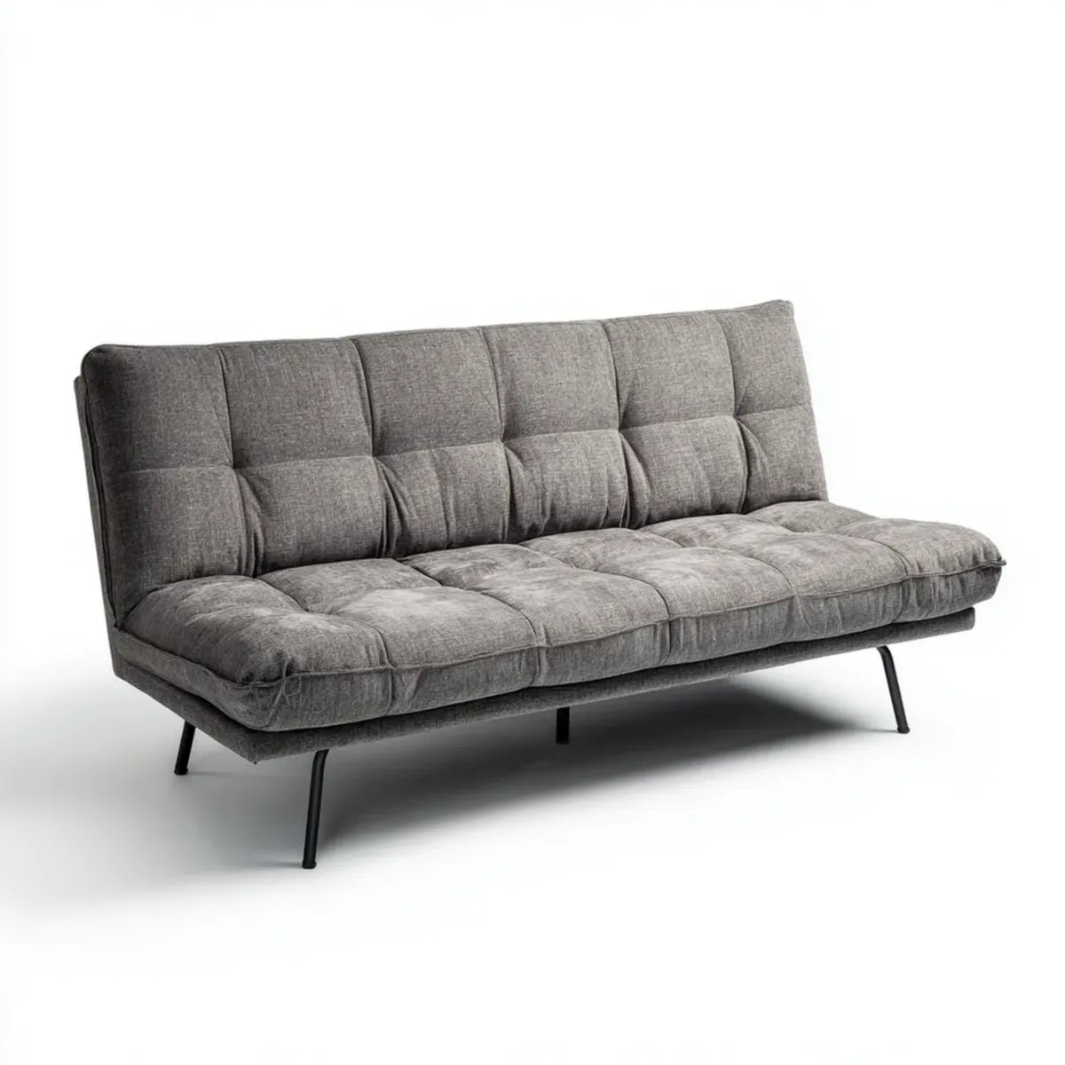 Sofa, 3 fotela szara, poliestrowa sofa o konstrukcji stalowej prostokątna kształt 180 x 90 x 85 cm