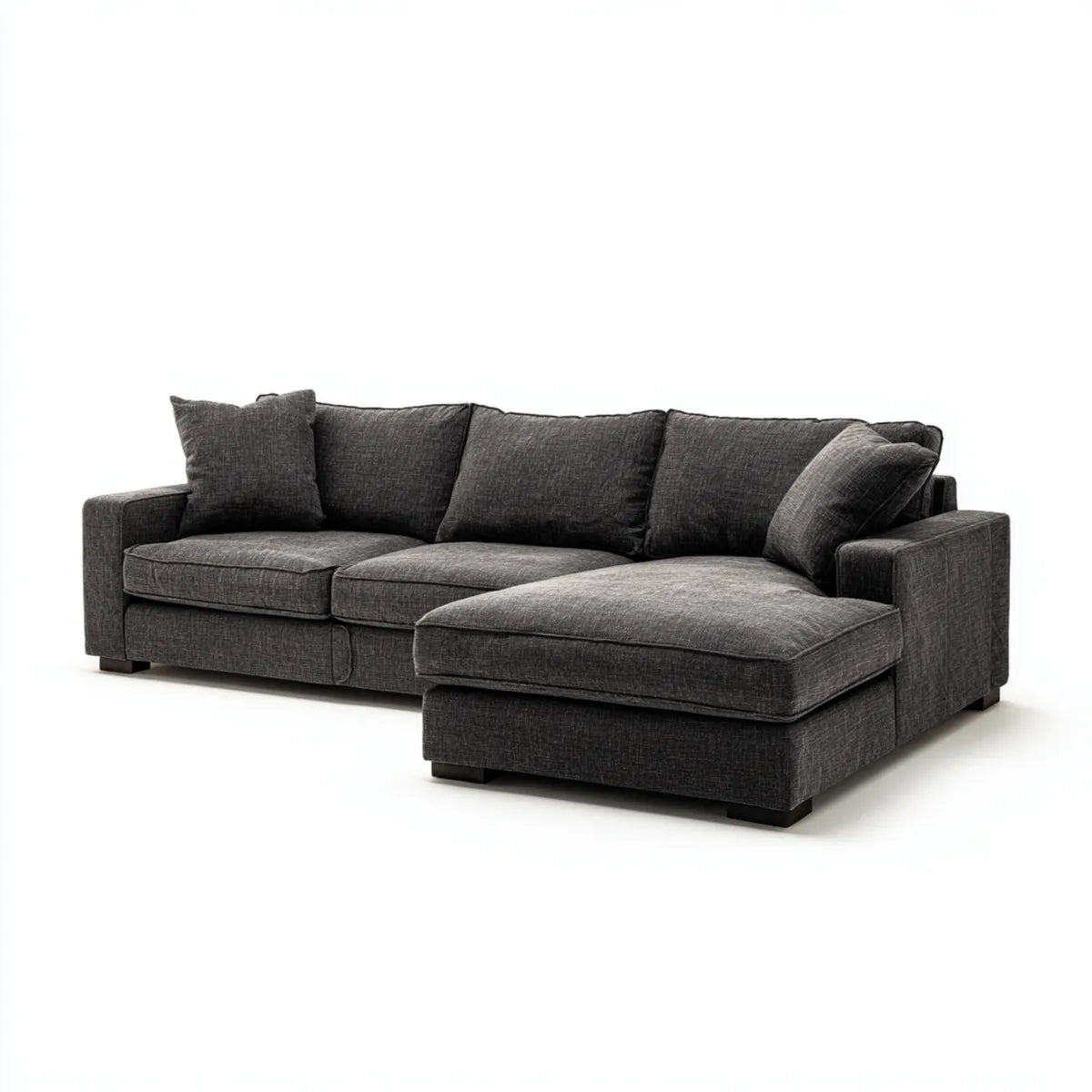 Sofa, Kanapa narożna z ciemnoszarym prawym półwyspem w poliestrze 280 x 165 x 85 cm