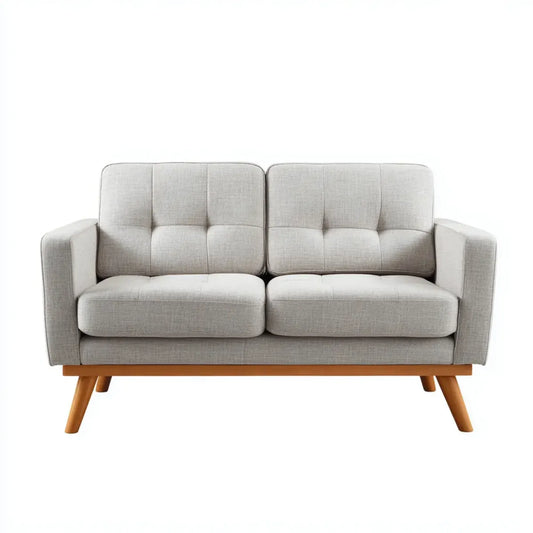 Sofa 2 umieszcza jasnoszary 150 x 80 x 85 cm w poliestrze z prostokątnymi nogami z litego drewna