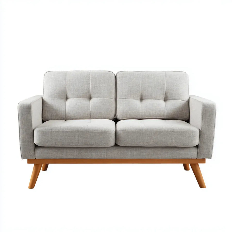 Sofa 2 umieszcza jasnoszary 150 x 80 x 85 cm w poliestrze z prostokątnymi nogami z litego drewna