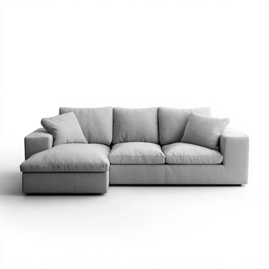 Sofa, Rożna sofa 3 miejsca szary z szewcem hamulec poliester 260 x 160 x 85 cm