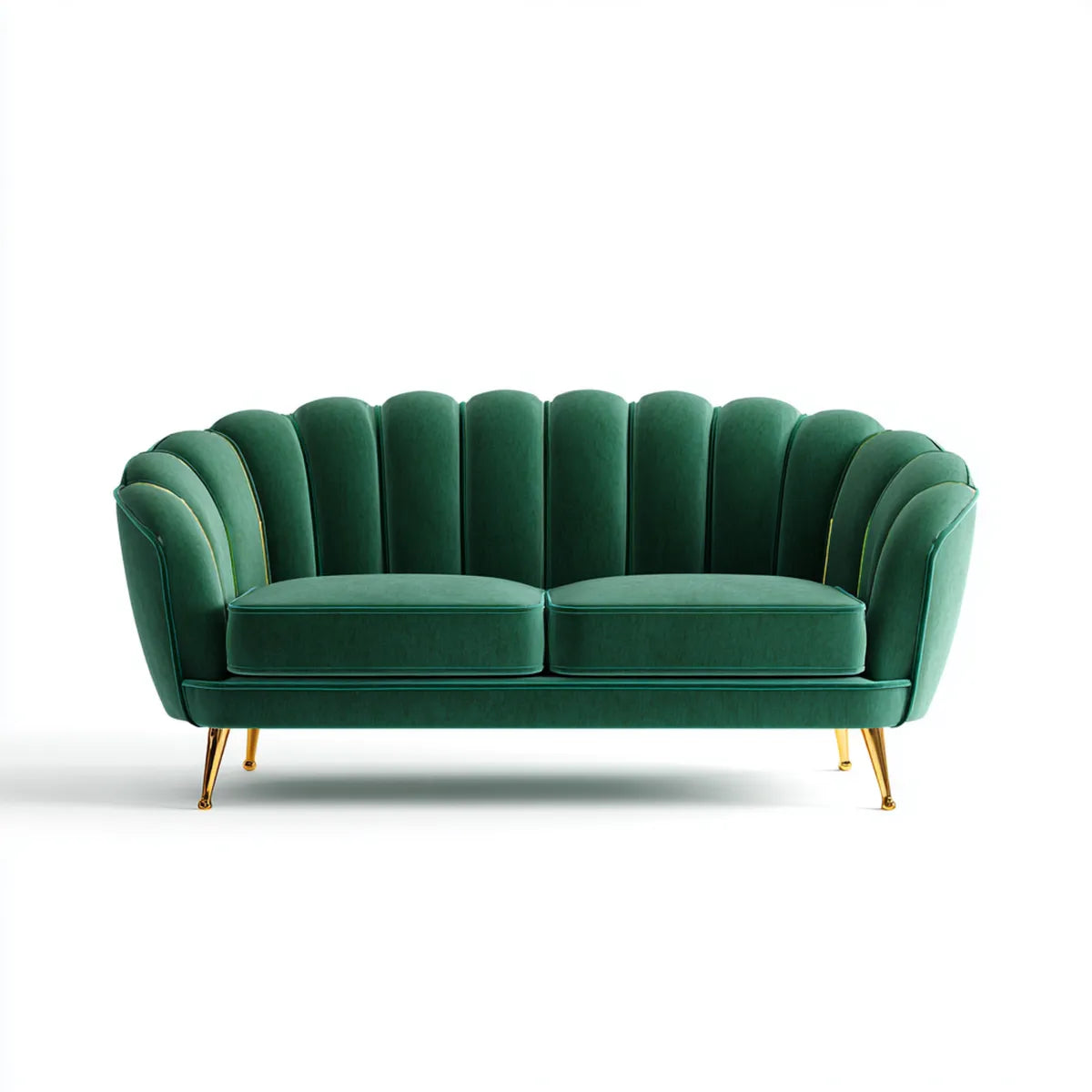 Sofa 2 szmaragdowa, zielona, poliestrowa, aksamitna sofa z zakrzywioną tylną sofą 160 x 85 x 84 cm