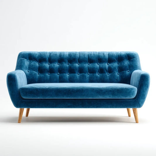 Sofa 2 miejsca niebieski poliester aksamitny olej z nogami w litym drewnie prostokątna kształt 160 x 80 x 85 cm