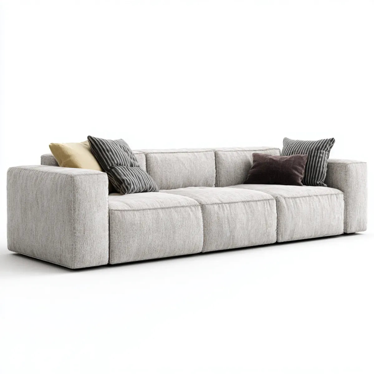 Sofa, 3 siedzenia szare prostokątna sofa poliestrowa 240 x 100 x 75 cm