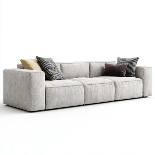 Sofa, 3 siedzenia szare prostokątna sofa poliestrowa 240 x 100 x 75 cm