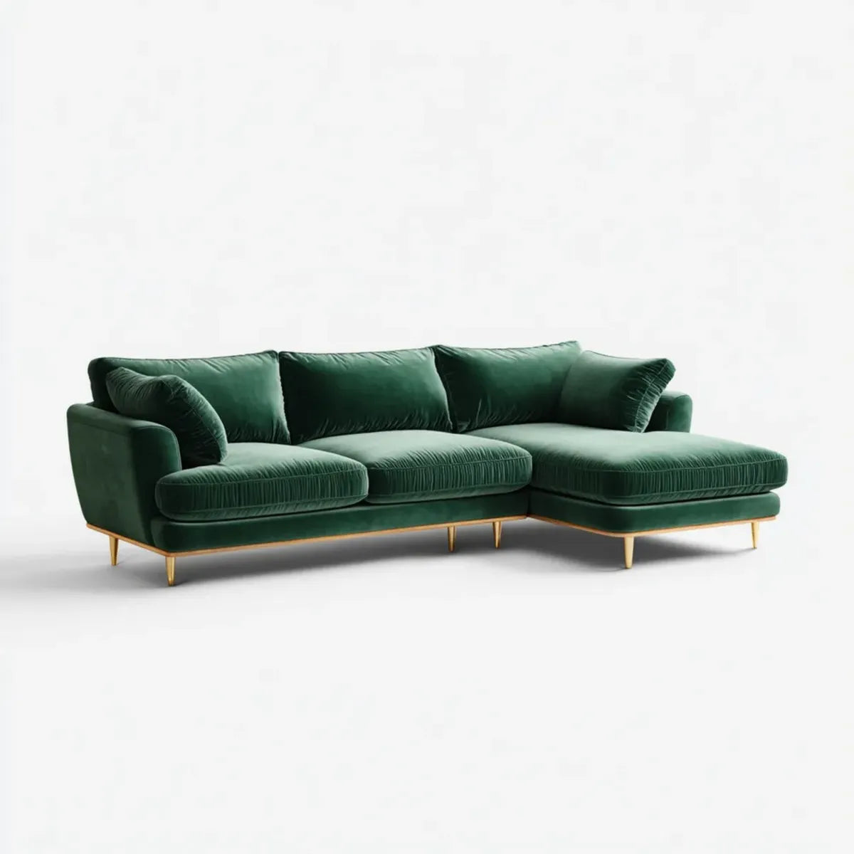 Sofa, Ciemny zielony narożnik sofa w poliestrze Velvet 260 x 160 x 85 cm