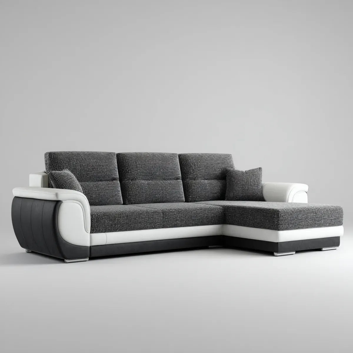 Sofa narożna 3 miejsca szary antracyt i biały w poliestrze i PU do 270 x 170 x 88 cm