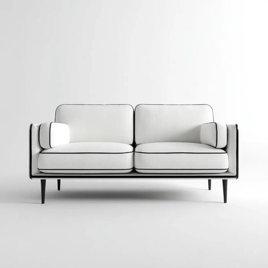 Sofa 2 białe siedzenia 160 x 82 x 82 cm w poliestrze o strukturze stalowej prostokątna kształt