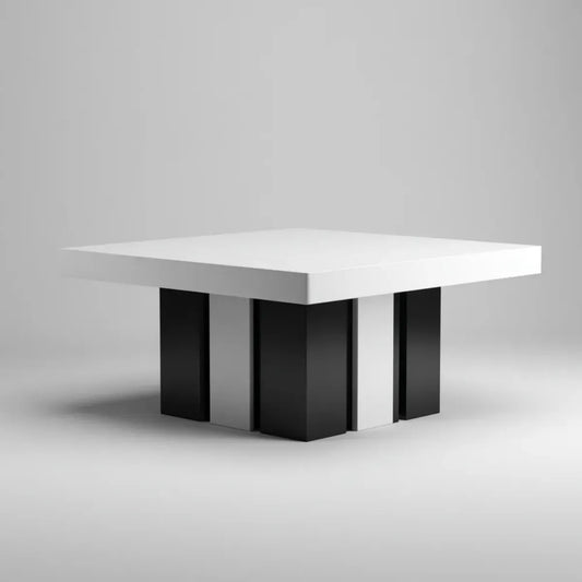 Stolik kawowy, Plac czarny biały stolik z płytami MDF 90 x 90 x 40 cm