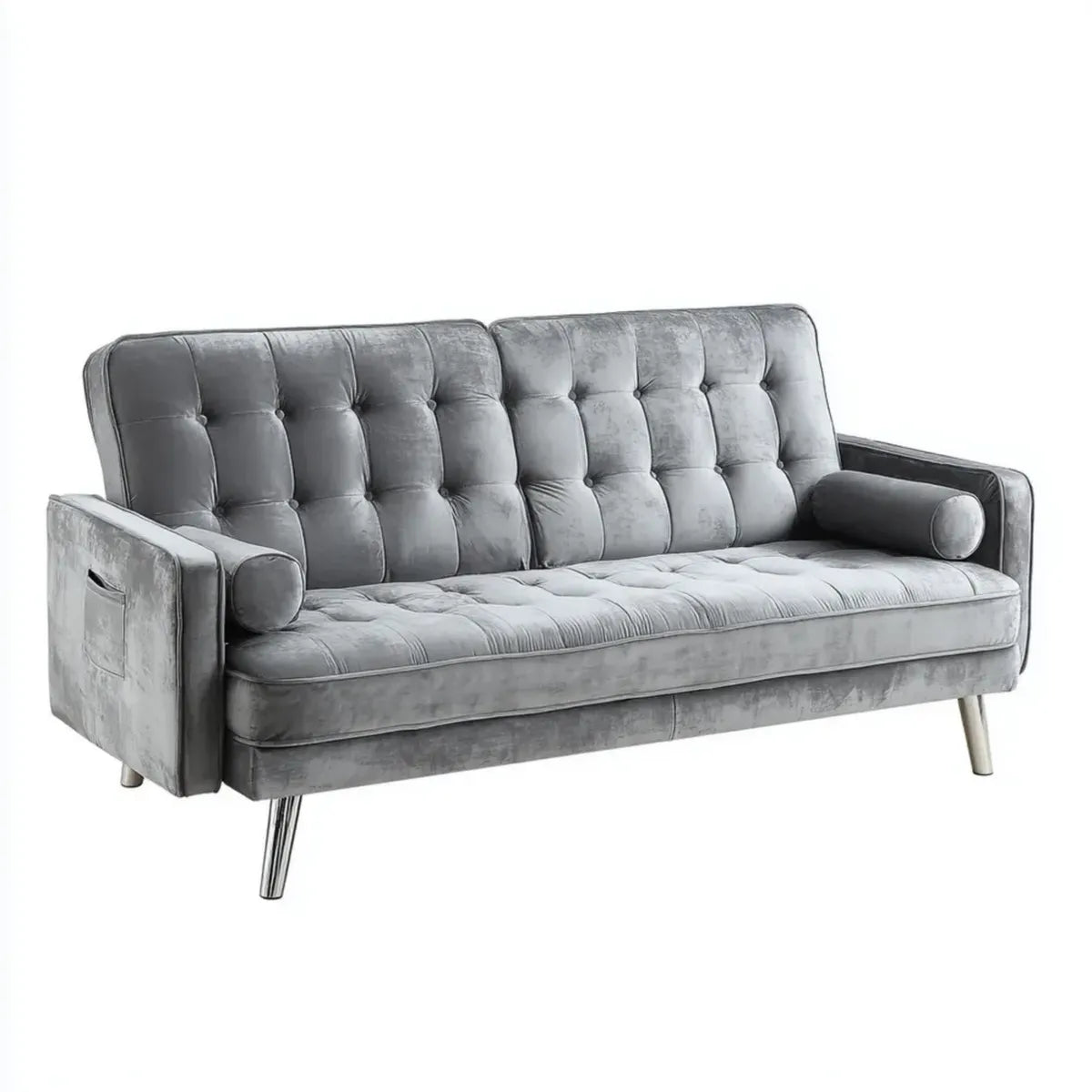 Sofa, 3 fotele szara sofa 210 x 85 x 85 cm w prostokątnym aksamicie poliestrowym