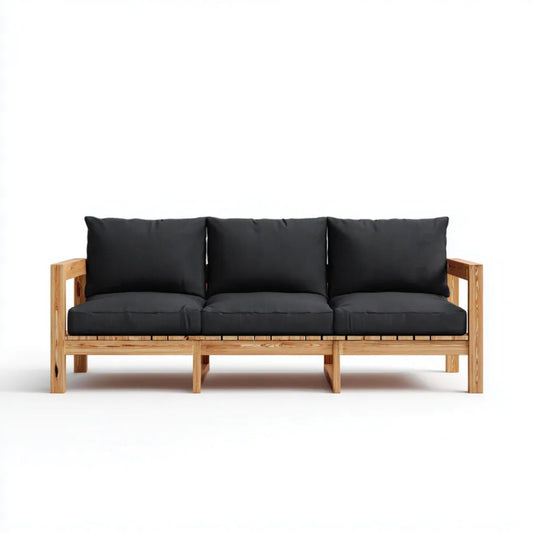 Sofa ogrodowa, Ogród sofa 3 miejsca w z czarnym, 186 x 66 x 65 cm